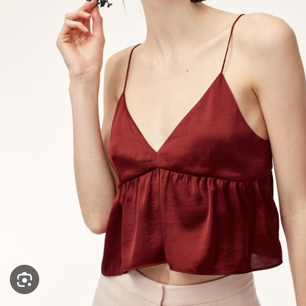 Aritzia Little Moon Lover Satin Camisole, Valentines Day‎ Maroon Burgundy, XS